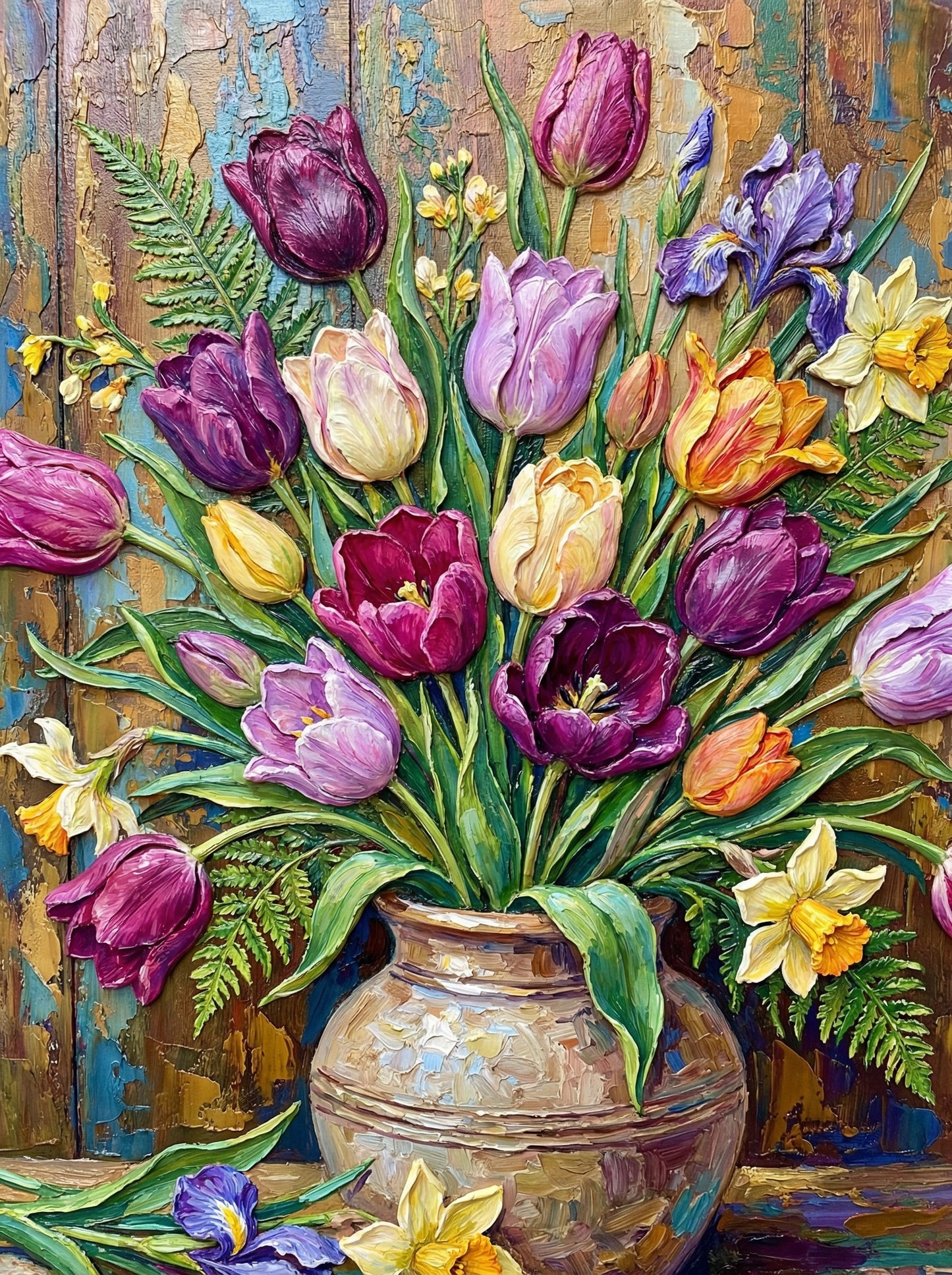 Rustic Tulip Bouquet (100 Color Diamond Painting) Diamond Painting kit