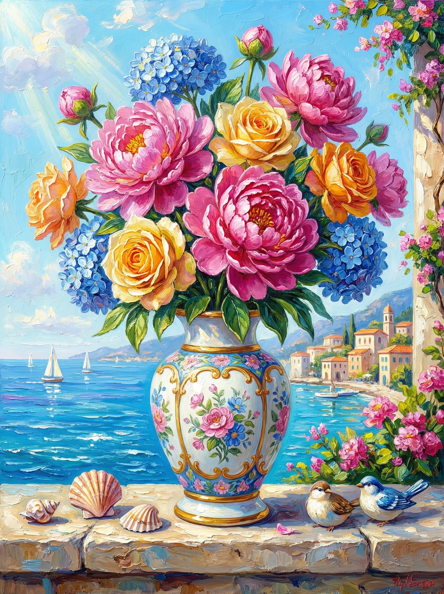 Mediterranean Rose Escape (Diamond Painting)