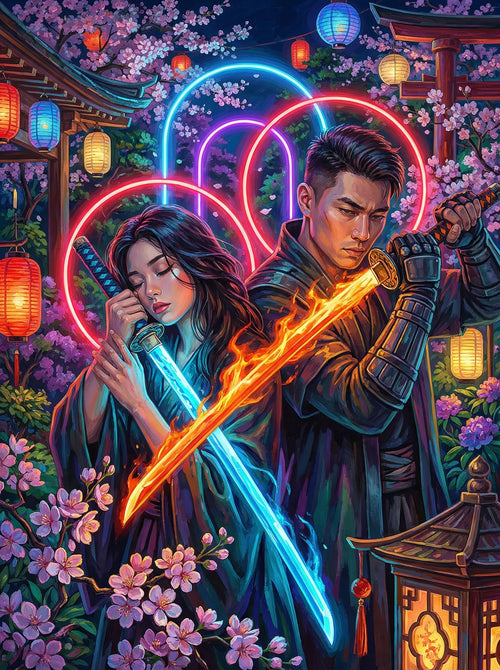 Neon Samurai Guardians (Diamond Painting) Diamond Painting kit