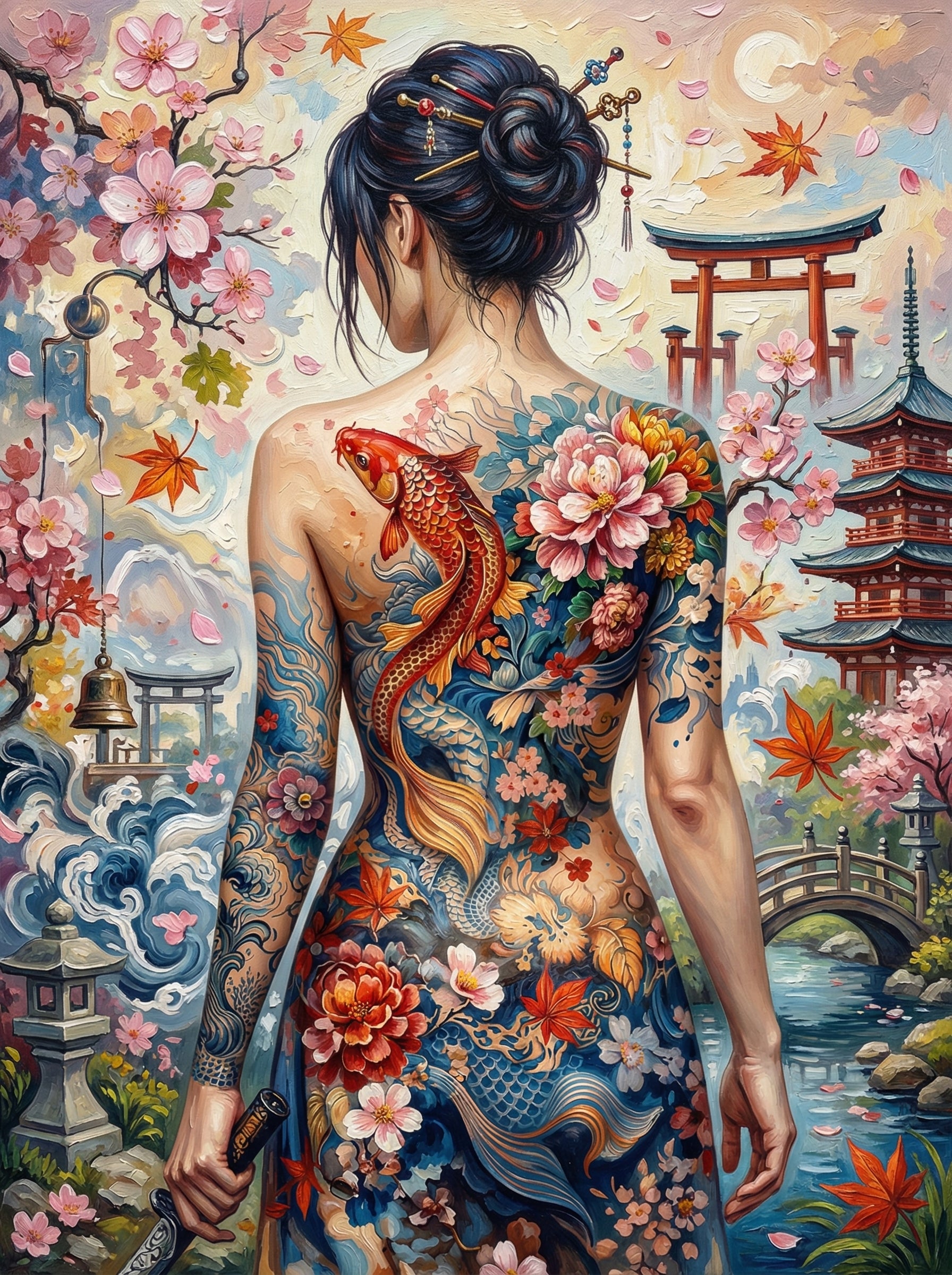 Koi Tattoo Serenity (100 Color Diamond Painting)