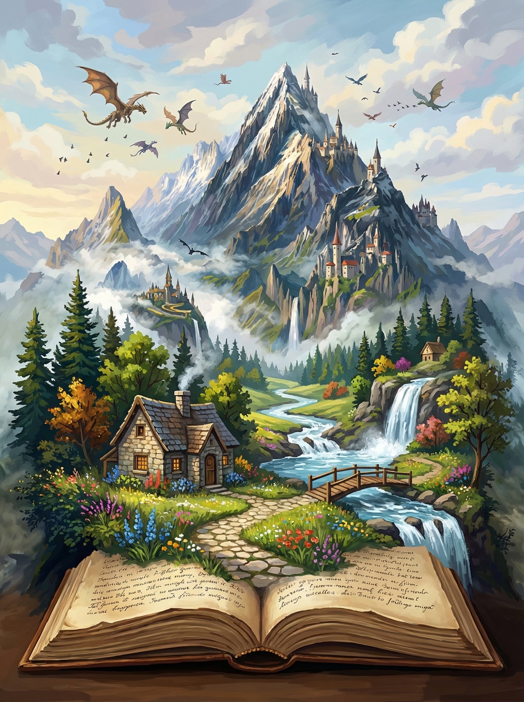 Storybook Mountain Kingdom (100 Color Diamond Painting)