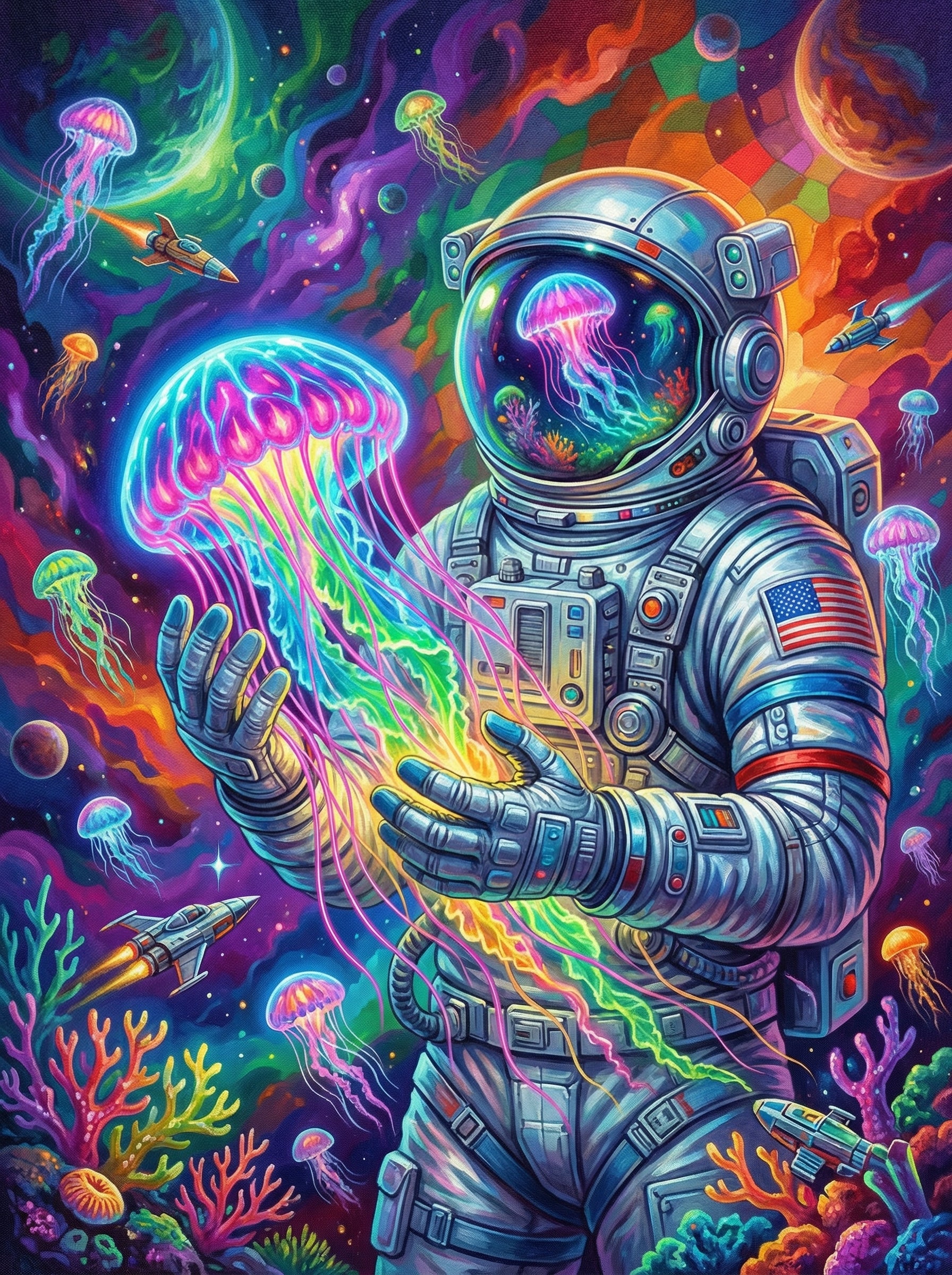 Galactic Jellyfish Voyage (100 Color Diamond Painting)