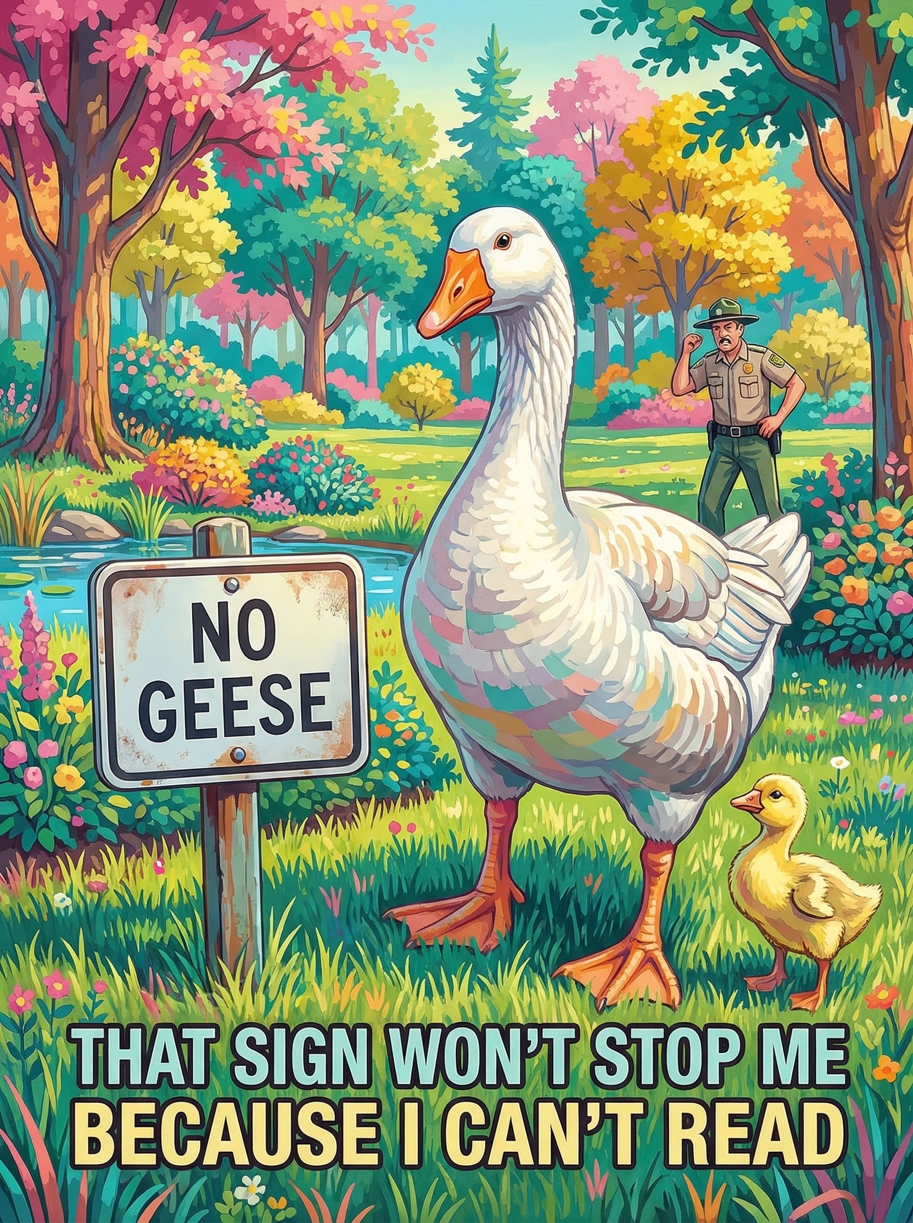 Defiant Goose Crossing (100 Color Diamond Painting) Diamond Painting kit