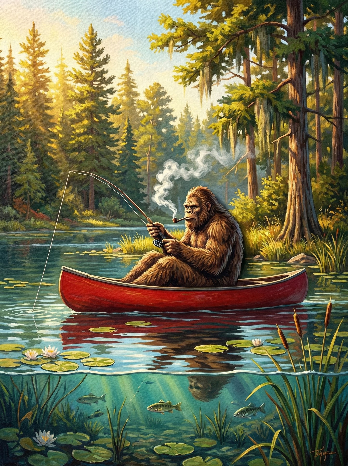 Bigfoot Lazy Fishing (Diamond Painting)