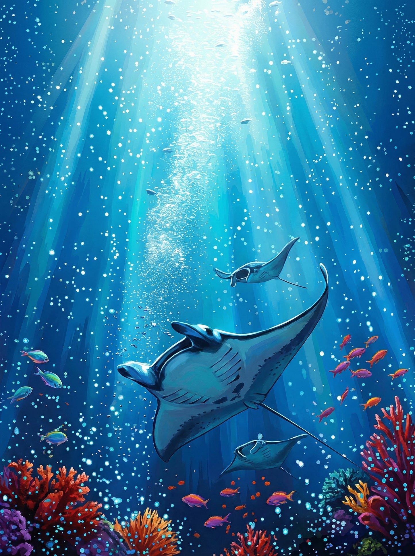 Ocean Manta Ballet (100 Color Diamond Painting)