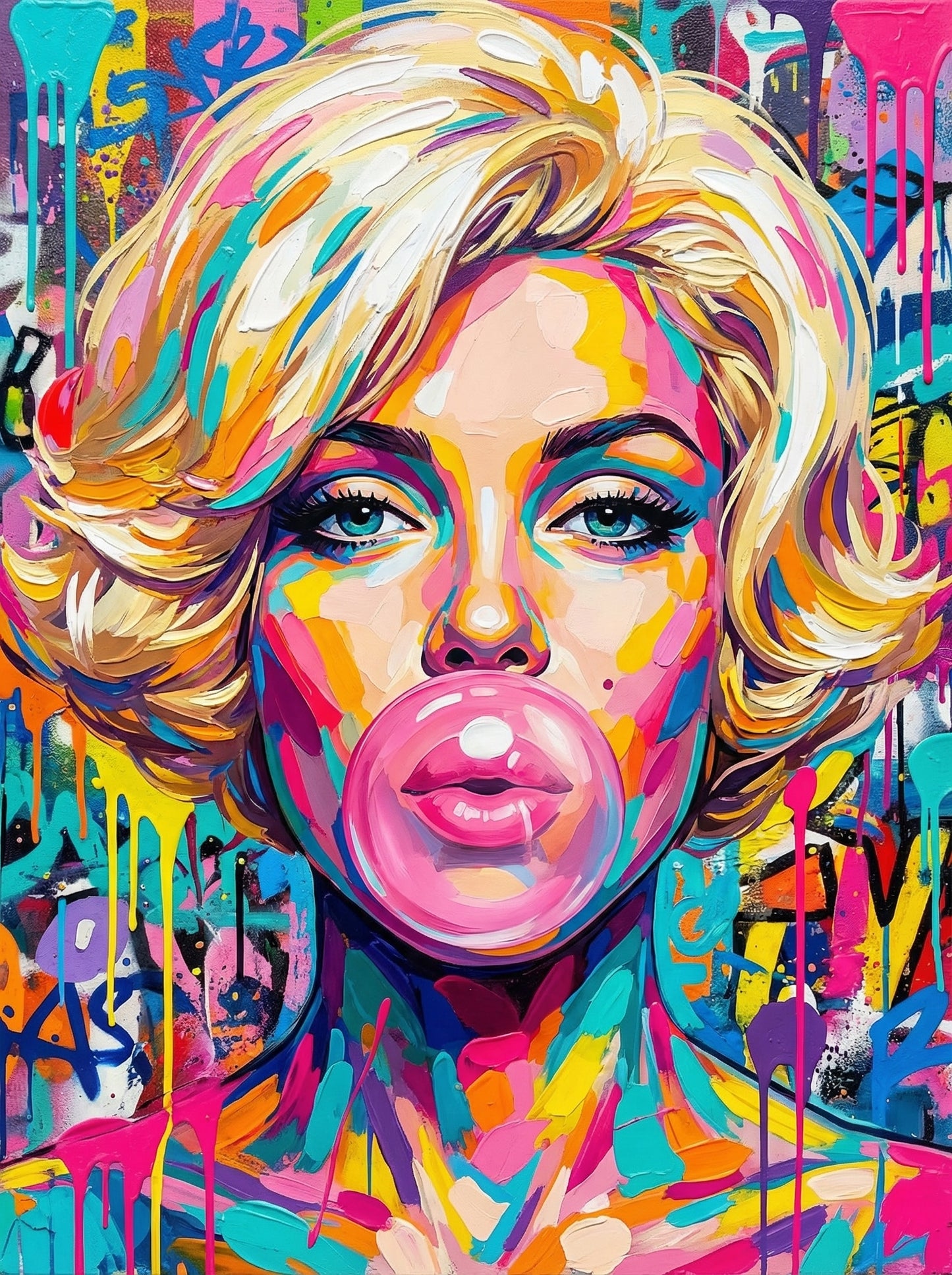 Bubblegum Pop Muse (100 Color Diamond Painting)