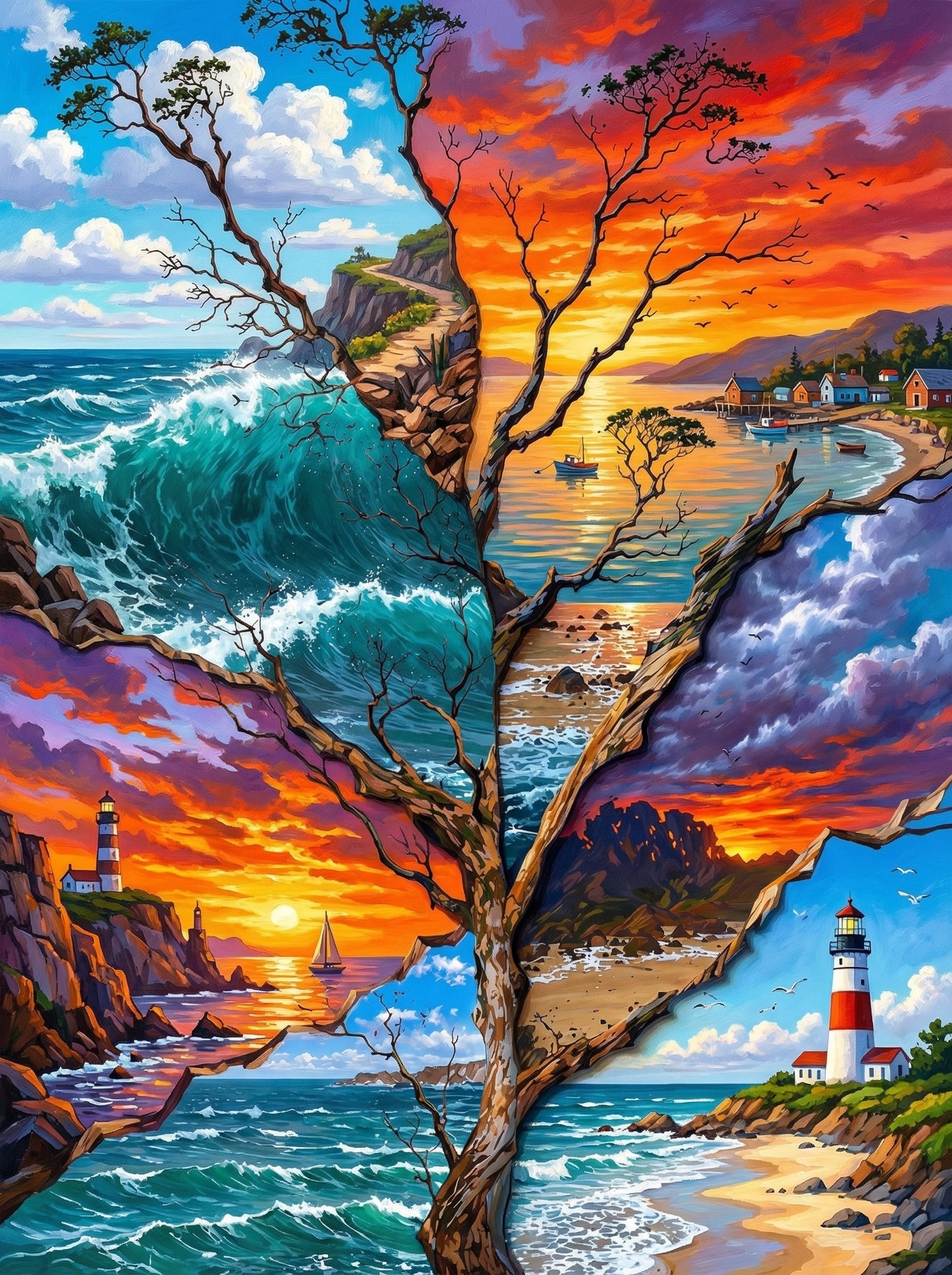 Four Seasons Coastal Tree (Diamond Painting)