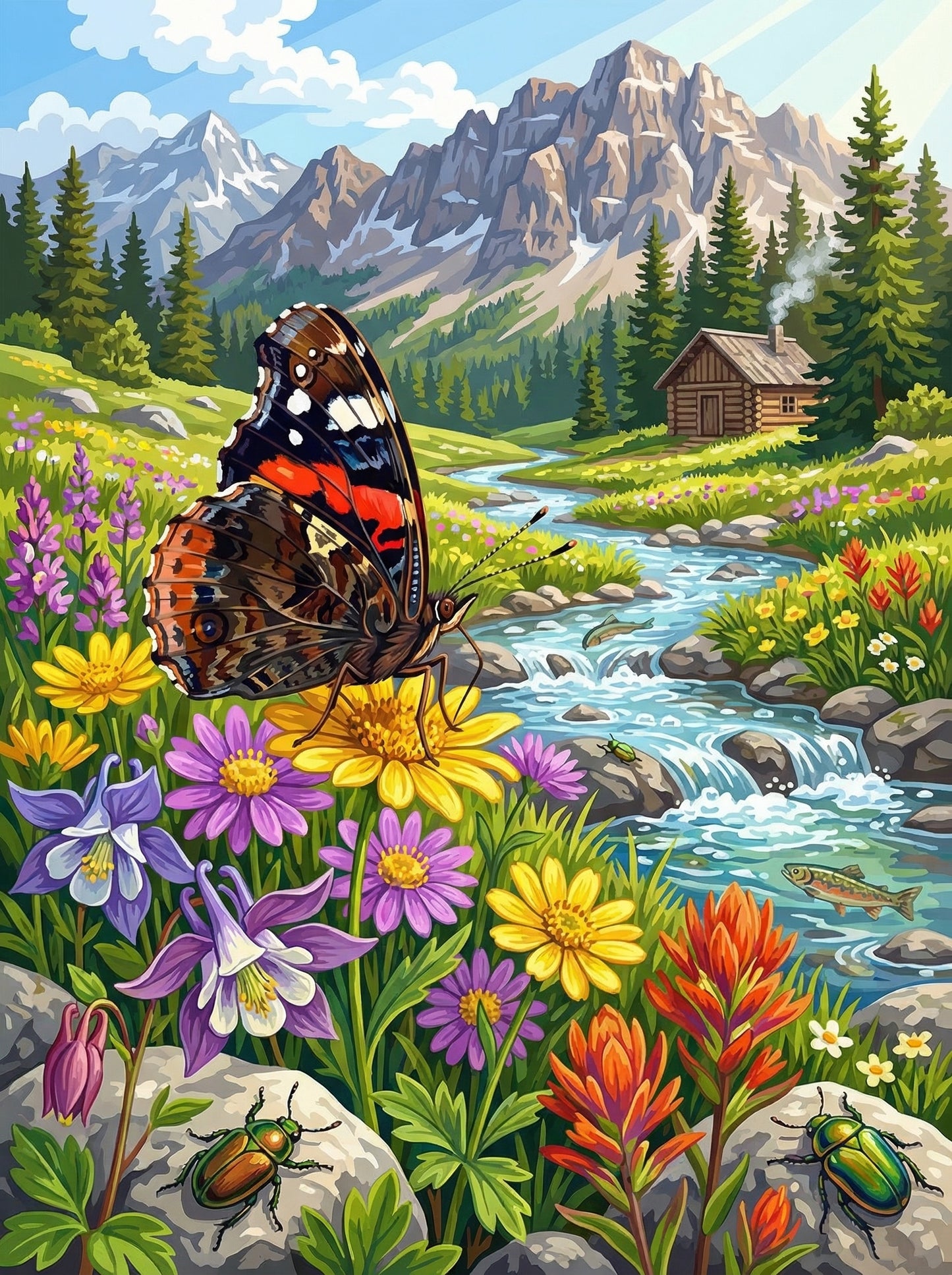 Alpine Butterfly Meadow (Diamond Painting) Diamond Painting kit
