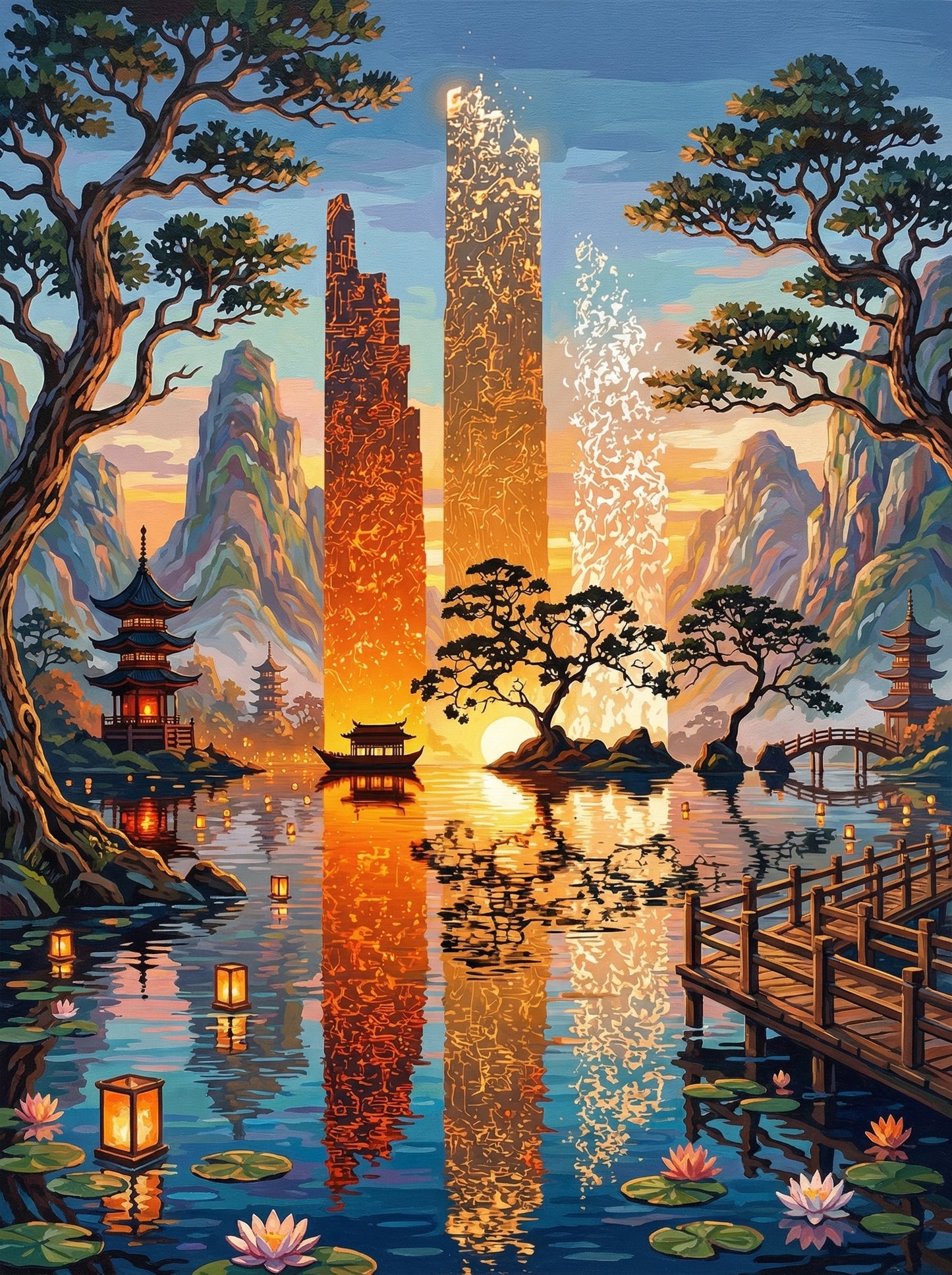 Golden Lantern Valley (Diamond Painting) Diamond Painting kit