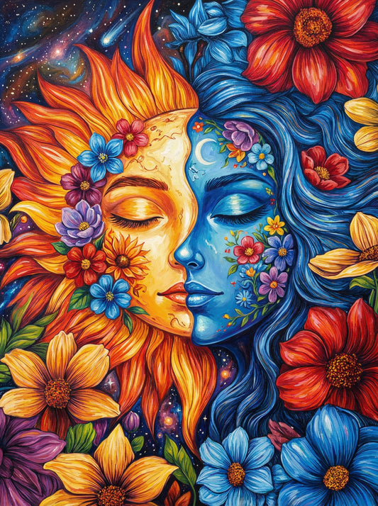 Sun and Moon Harmony (100 Color Diamond Painting)