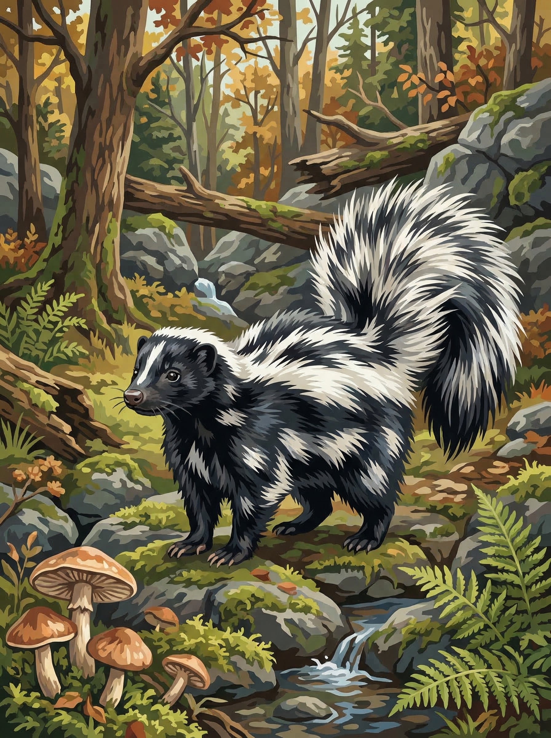 Woodland Skunk by the Stream (Diamond Painting) Diamond Painting kit