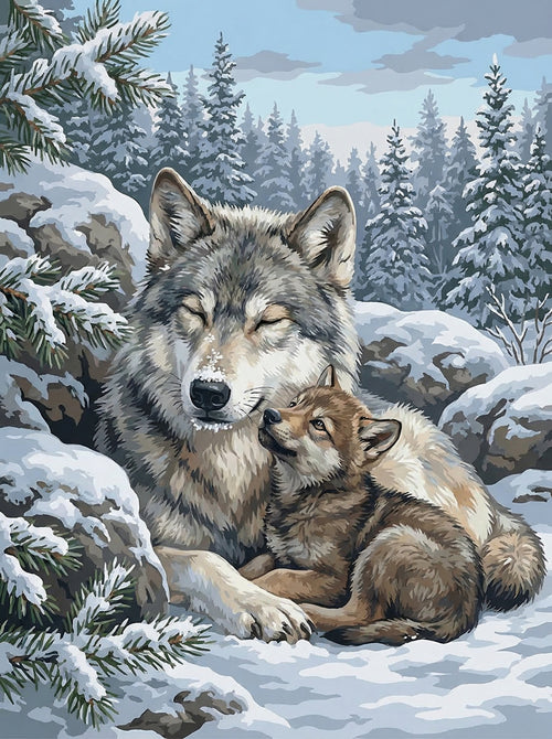 Winter Wolf and Pup (Diamond Painting)