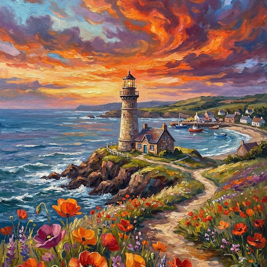 Coastal Lighthouse in Bloom