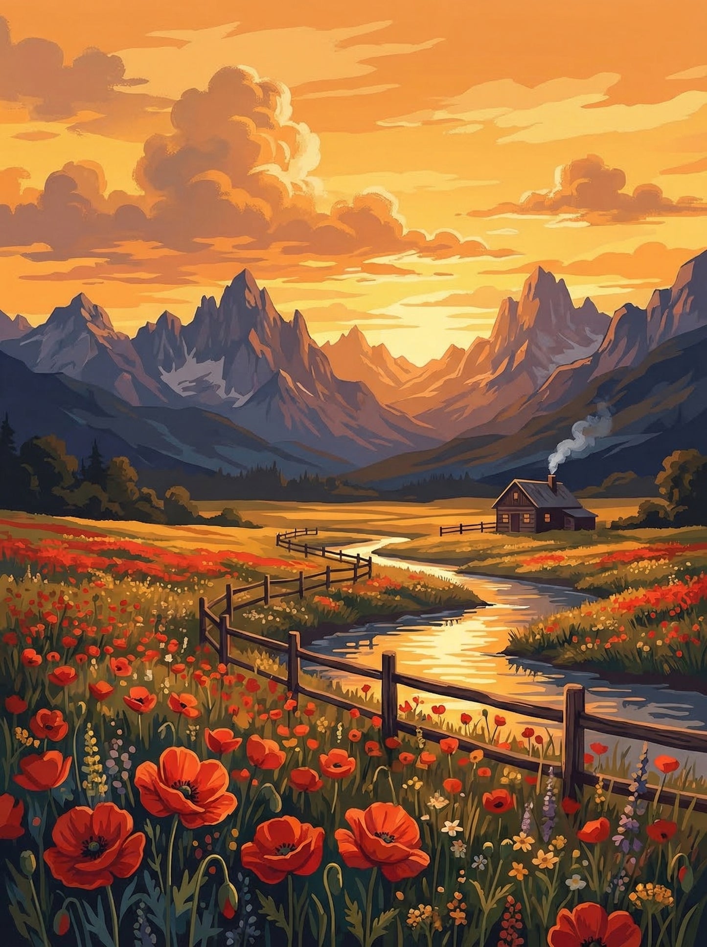 Golden Valley Wildflower Path (Diamond Painting) Diamond Painting kit