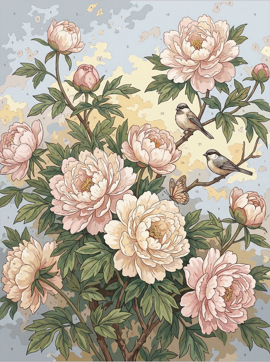 Blush Peonies & Songbirds (Diamond Painting) Diamond Painting kit