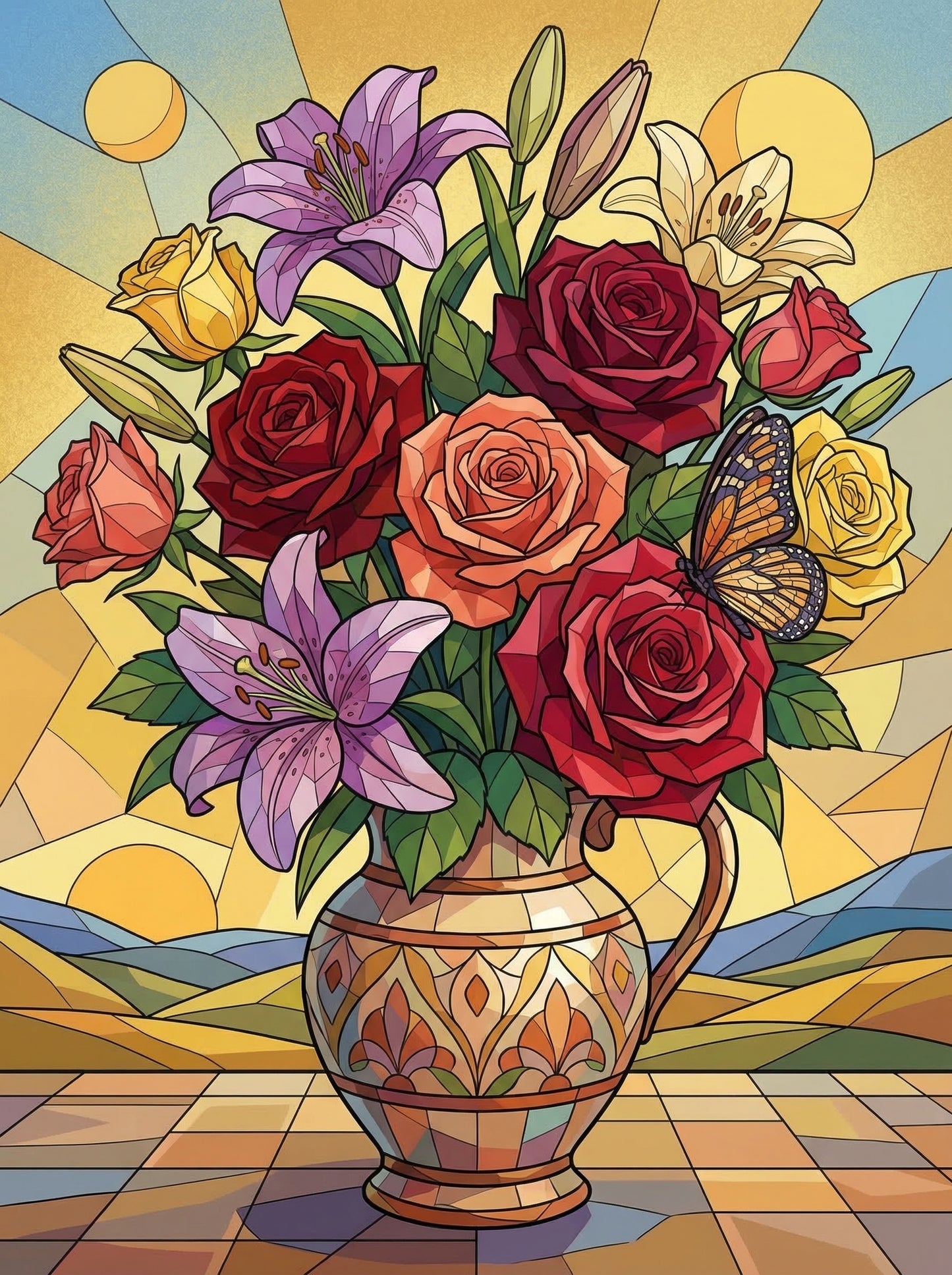 Stained Glass Floral Radiance (Diamond Painting) Diamond Painting kit
