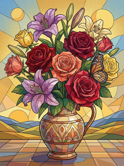 Stained Glass Floral Radiance (Diamond Painting) Diamond Painting kit