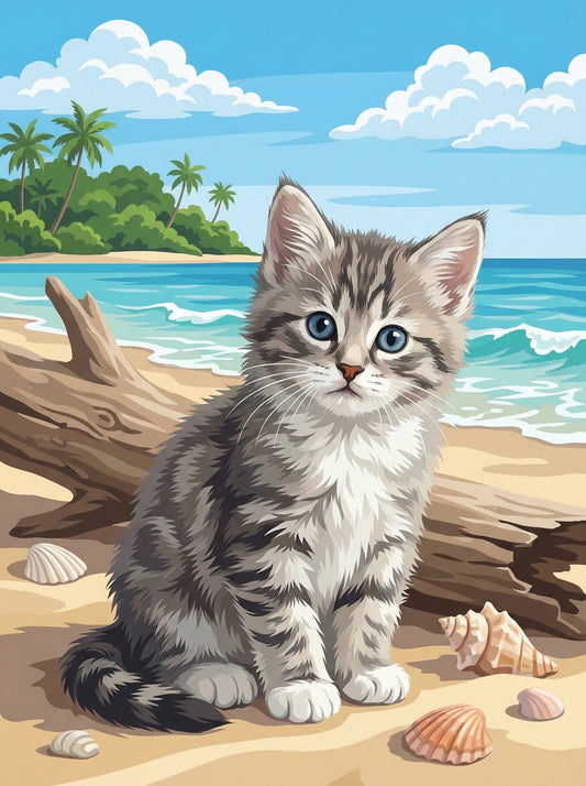 Seaside Kitten Calm (Diamond Painting)
