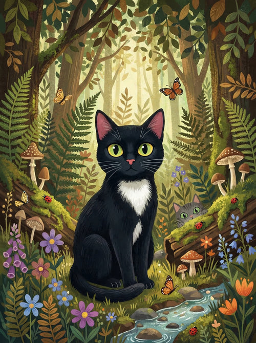 Midnight Forest Cat (Diamond Painting) Diamond Painting kit