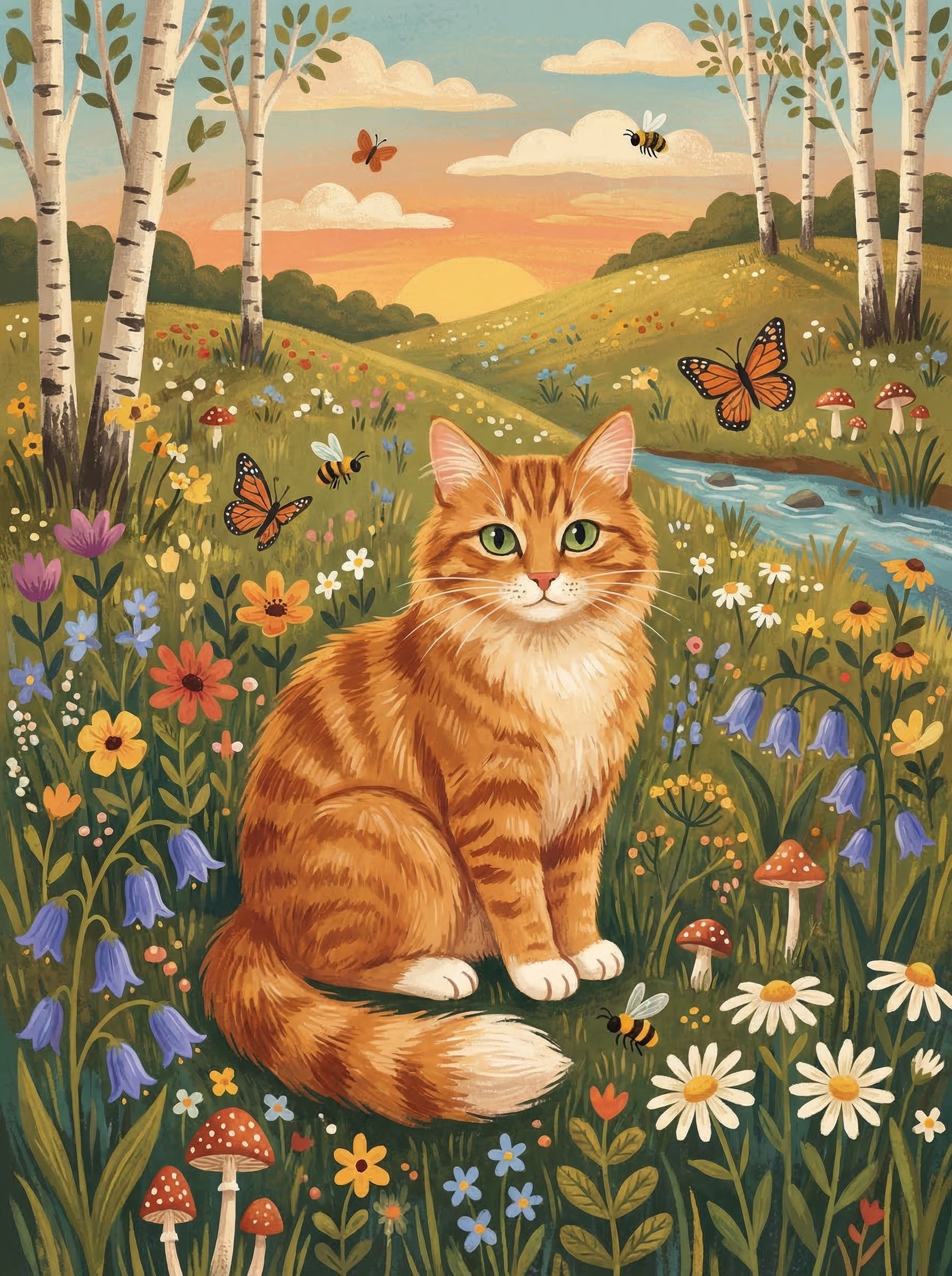 Golden Meadow Cat (Diamond Painting)
