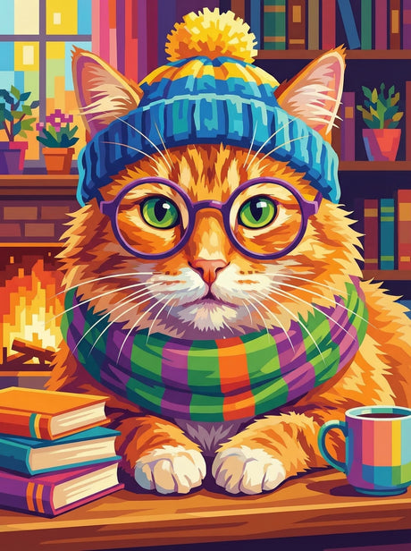 Cozy Library Cat (Diamond Painting) Diamond Painting kit