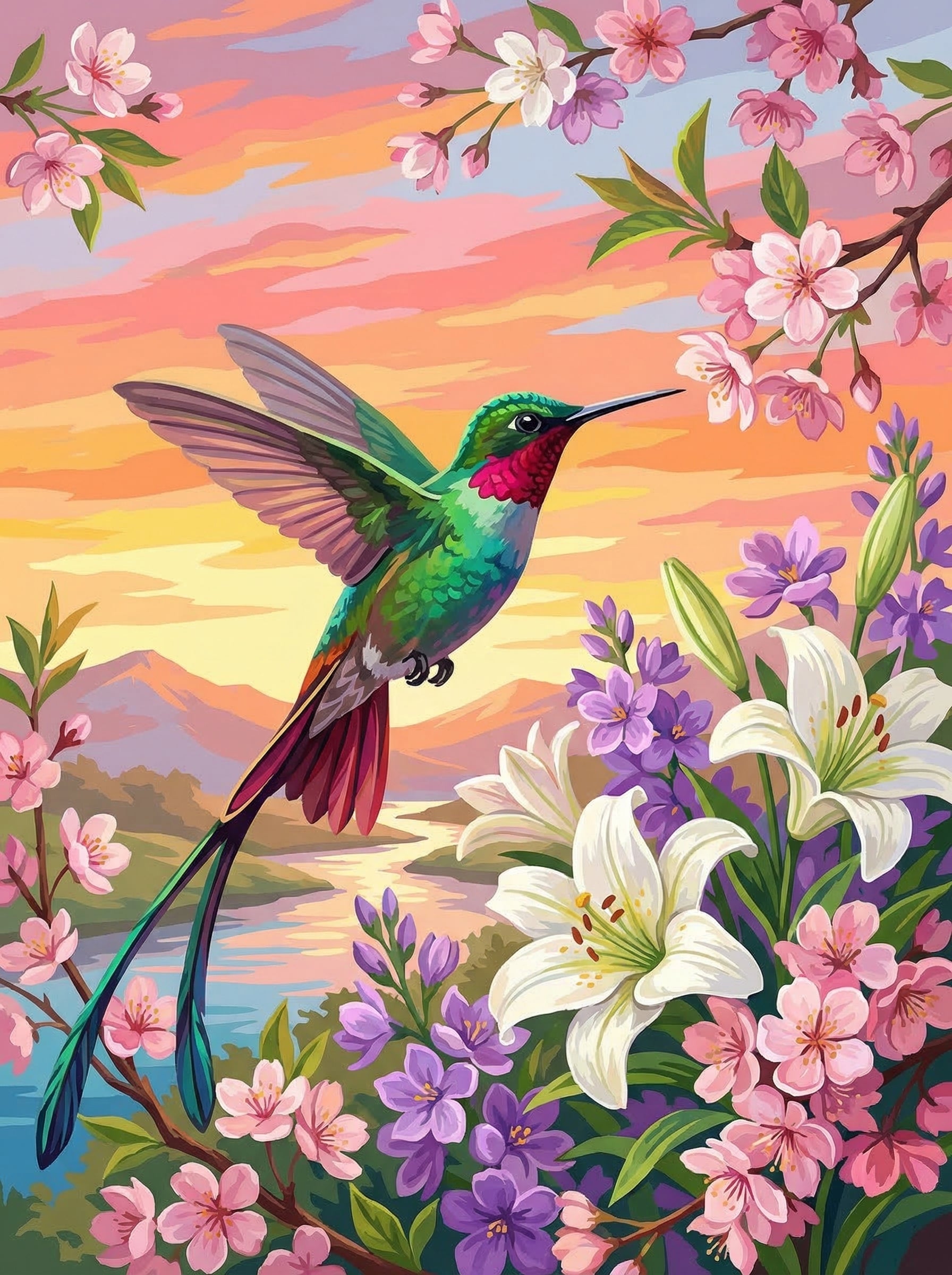 Blossom Sky Hummingbird (Diamond Painting)