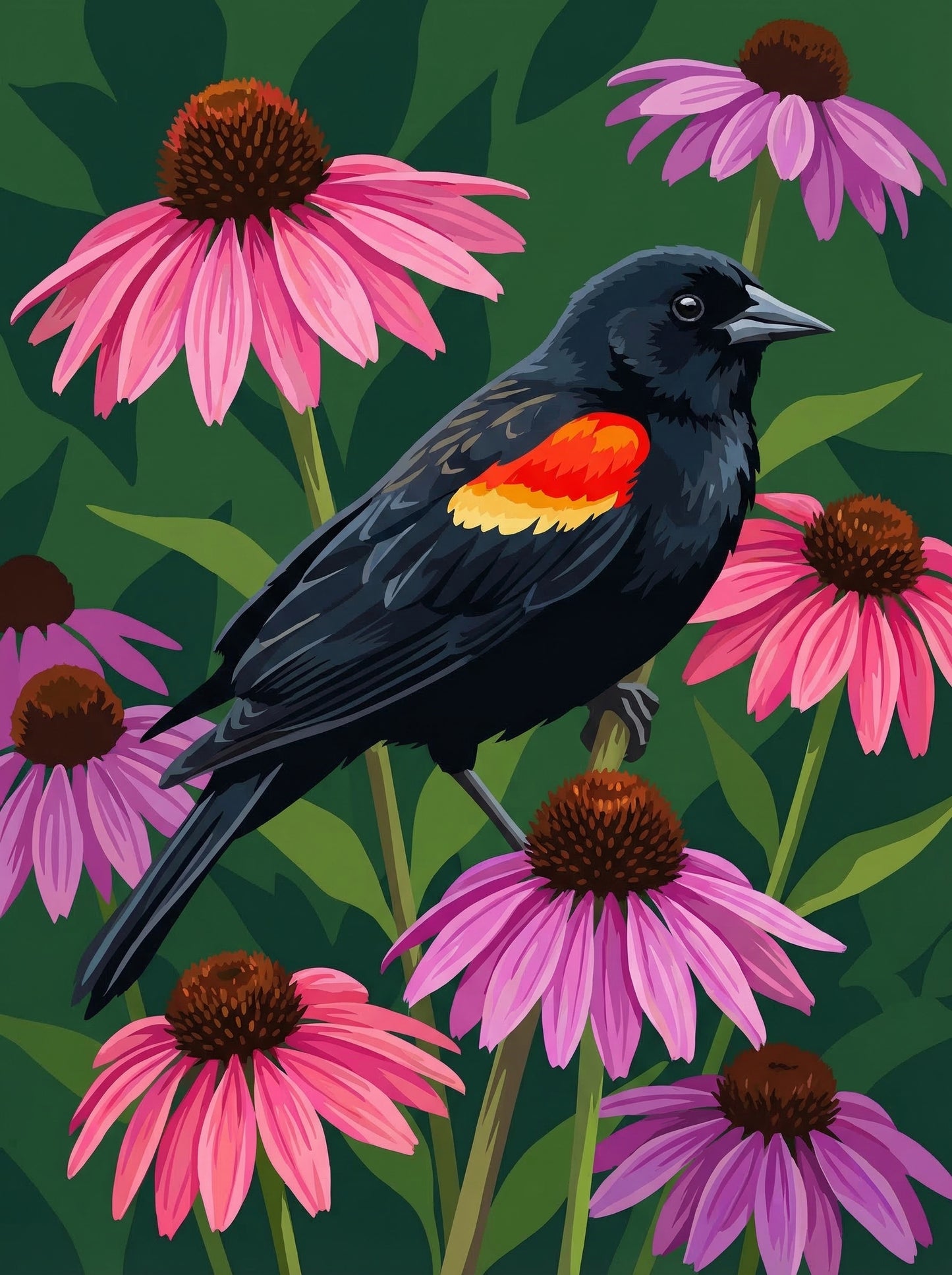 Crimson Wing Songbird (Diamond Painting)