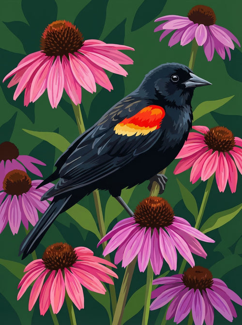 Crimson Wing Songbird (Diamond Painting)