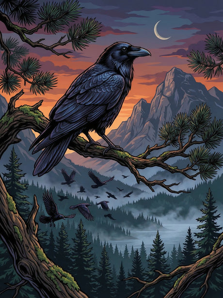 Midnight Mountain Raven (Diamond Painting) Diamond Painting kit