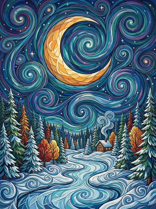 Moonlit Winter Whirl (Diamond Painting)