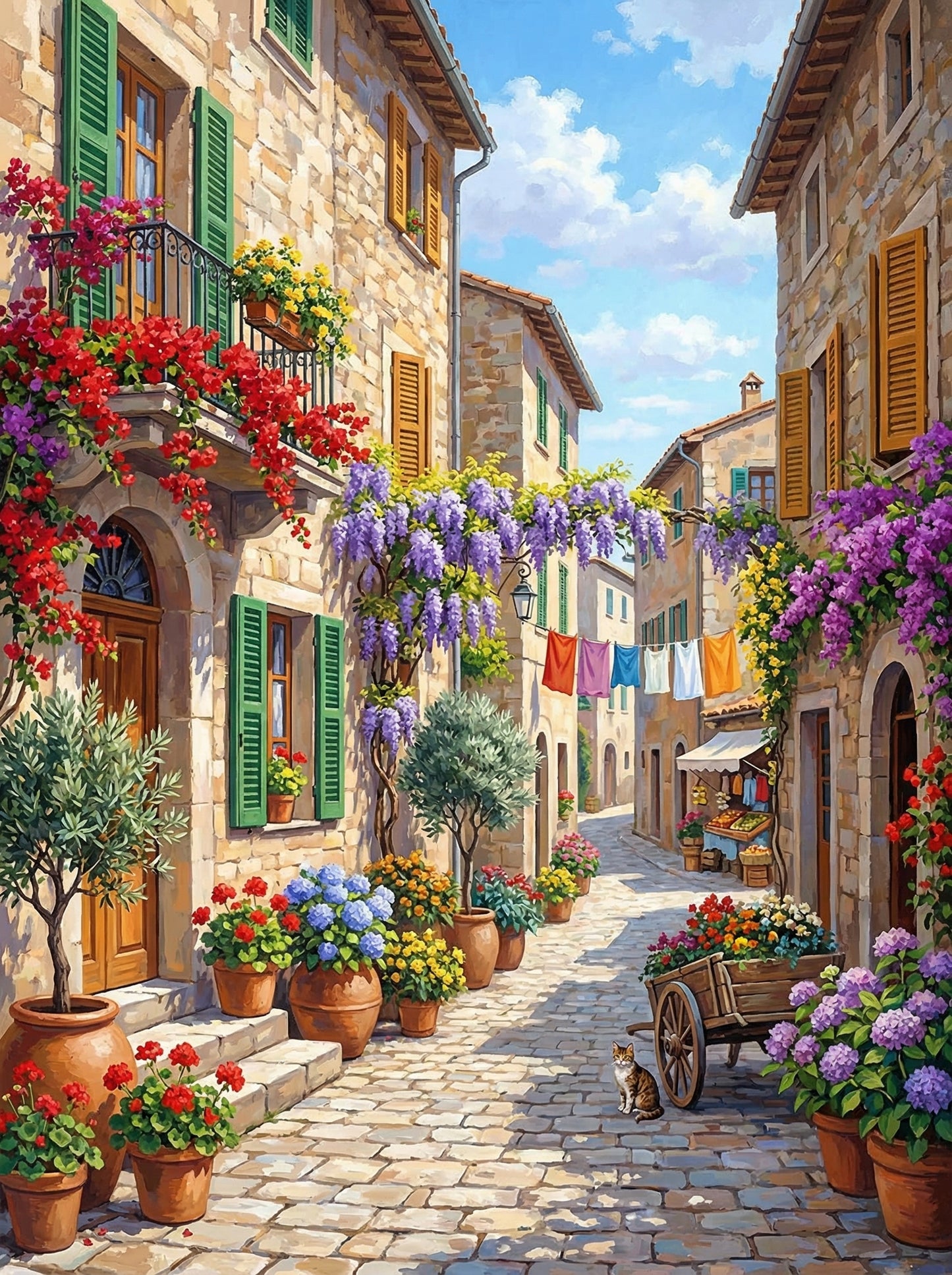 Tuscan Alley Flower Street (Diamond Painting) Diamond Painting kit