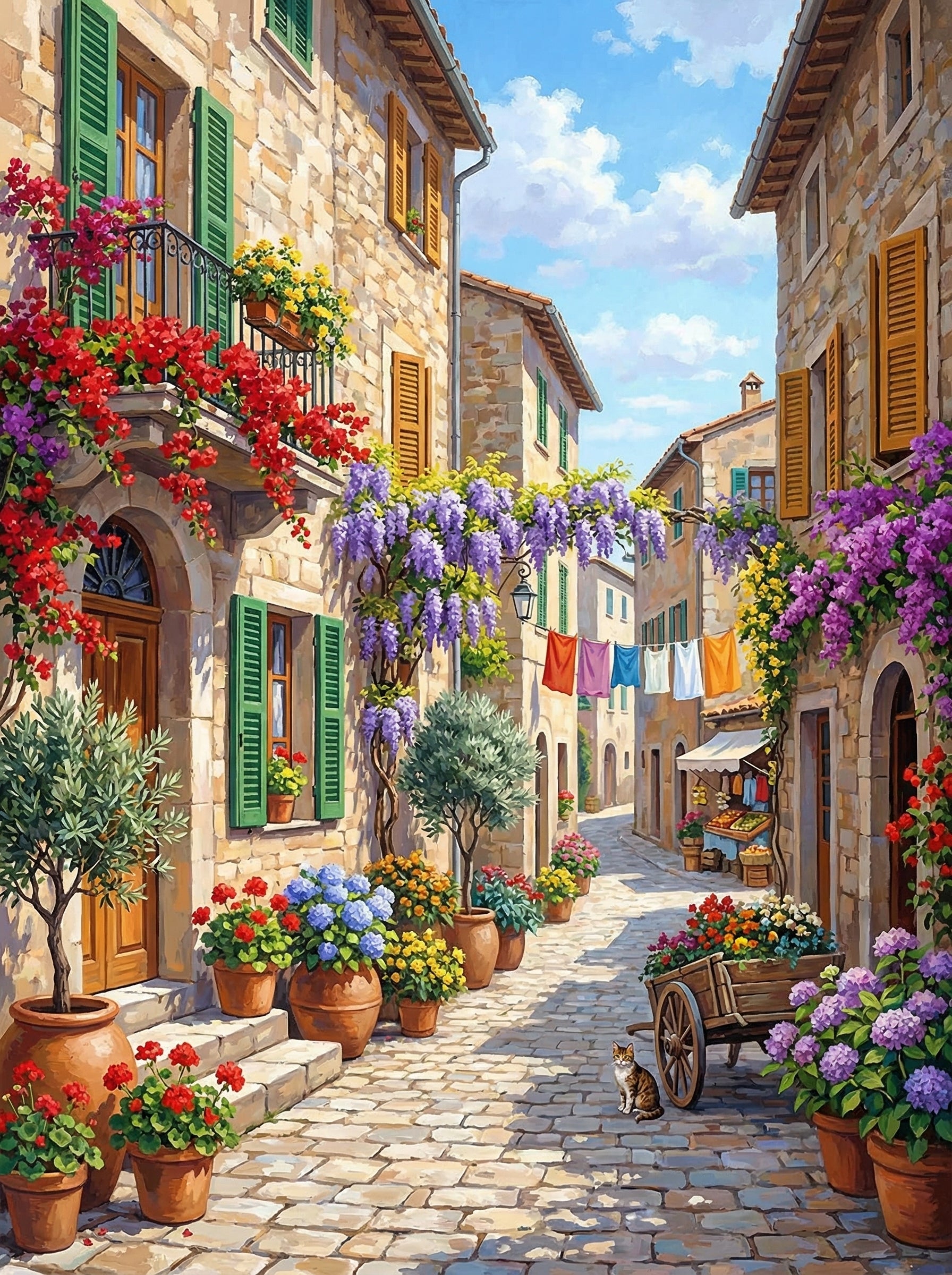 Tuscan Alley Flower Street (Diamond Painting) Diamond Painting kit