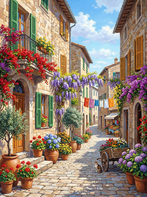 Tuscan Alley Flower Street (Diamond Painting) Diamond Painting kit