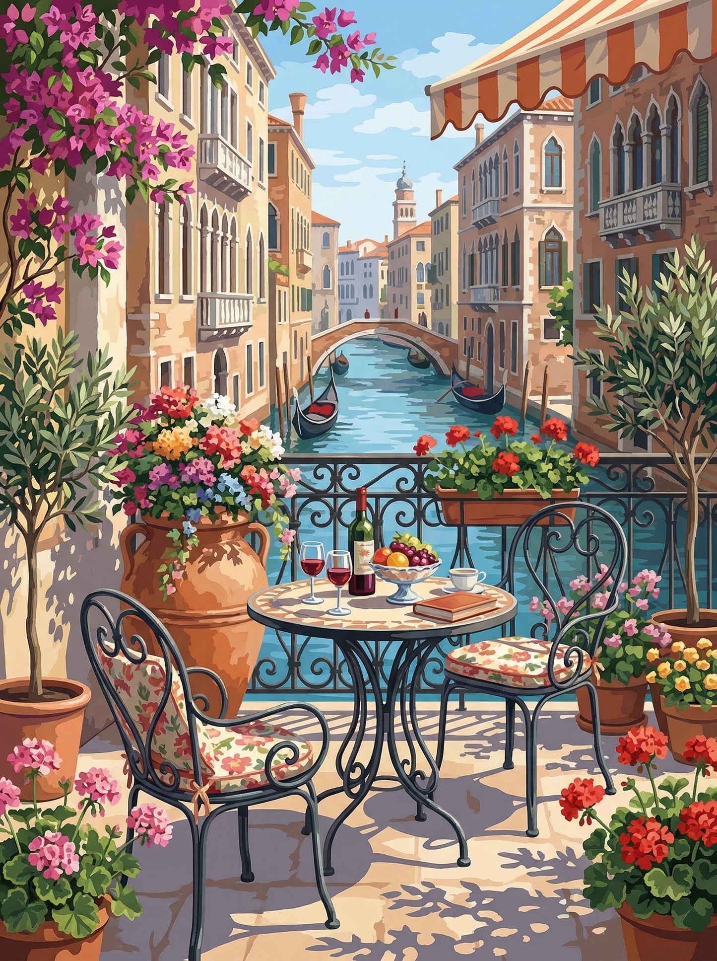 Venice Balcony Canal Morning (100 Color Diamond Painting)