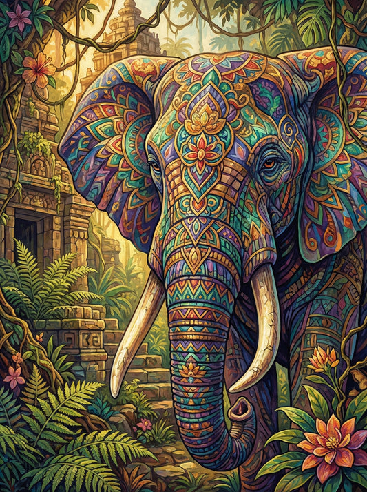 Temple Spirit Elephant (100 Color Diamond Painting)