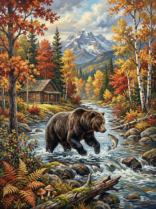 Autumn River Bear (Diamond Painting)