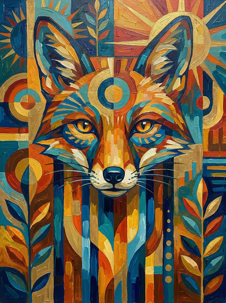 Abstract Sunburst Fox (100 Color Diamond Painting) Diamond Painting kit