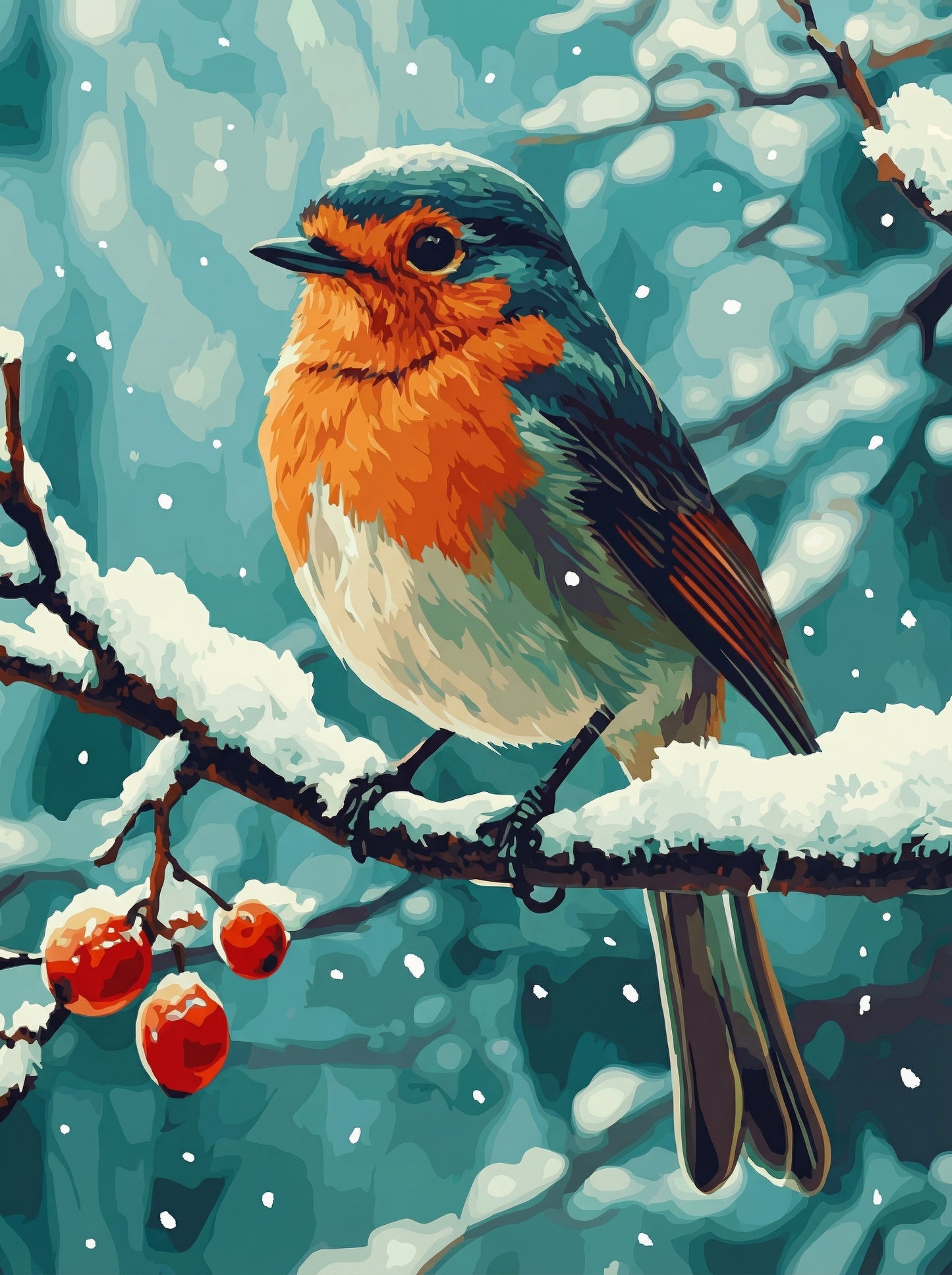 Snowy Robin Perch (Diamond Painting)