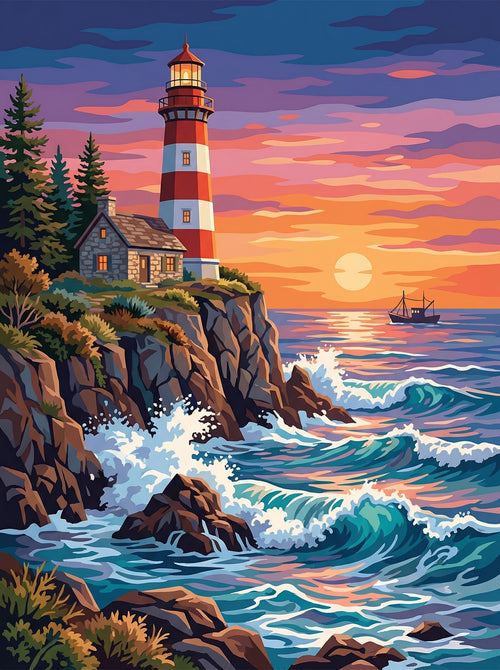 Sunset Harbor Light (Diamond Painting) Diamond Painting kit