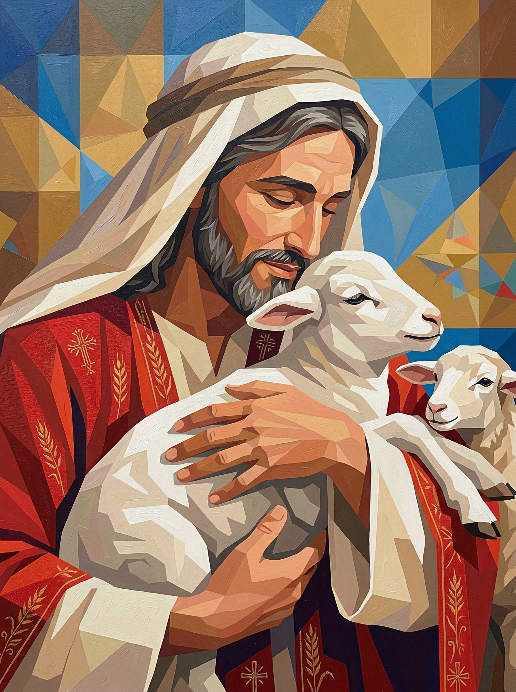 Sacred Lamb Gentle Embrace (Diamond Painting)