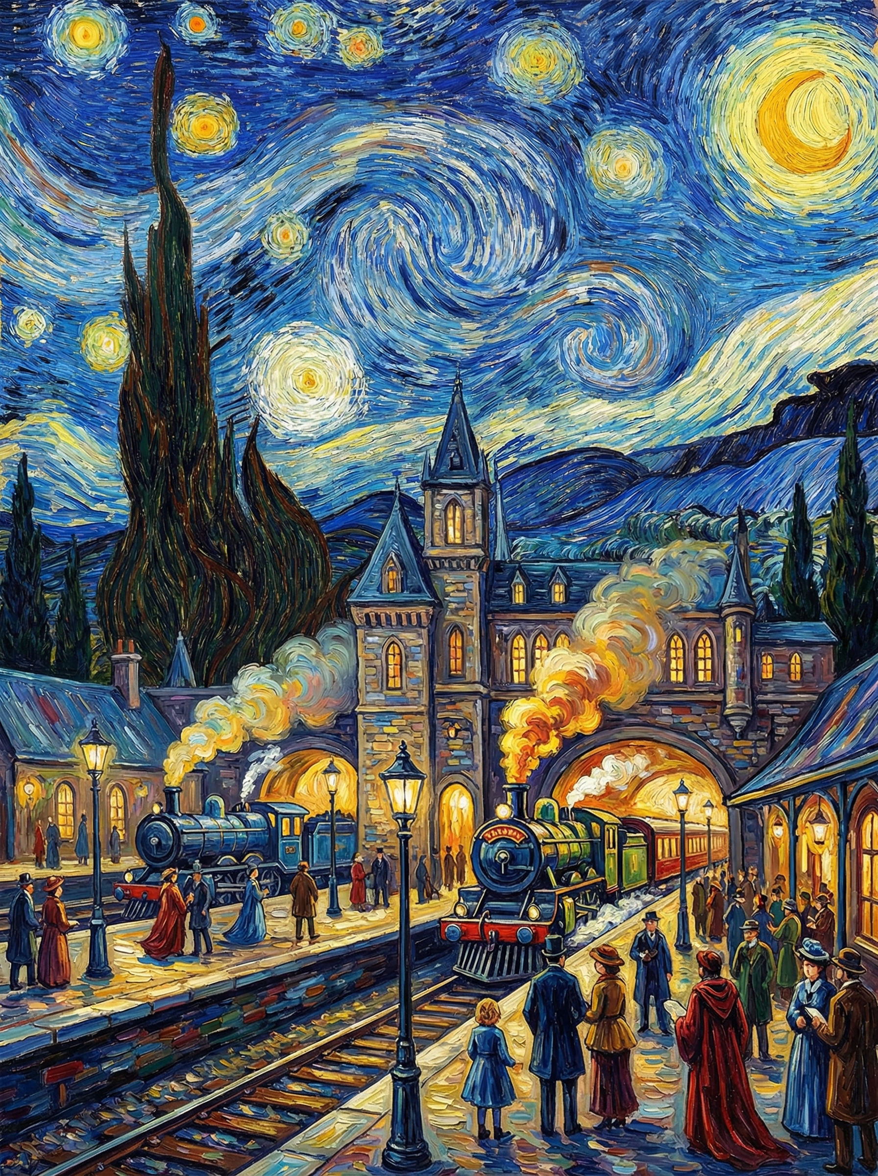 Starry Night Train (Diamond Painting) Diamond Painting kit