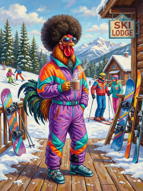 Retro Ski Rooster (Diamond Painting) Diamond Painting kit