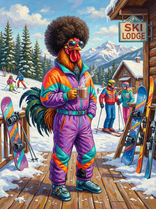 Retro Ski Rooster (Diamond Painting) Diamond Painting kit