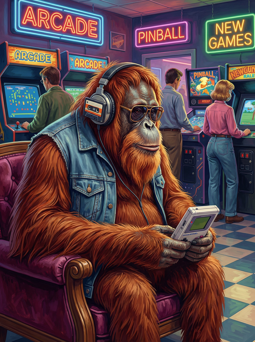 Neon Arcade Orangutan (Diamond Painting) Diamond Painting kit
