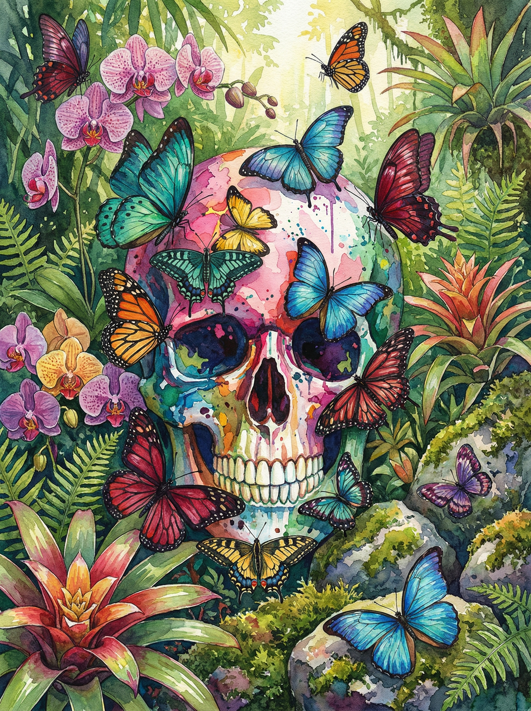 Butterfly Bloom Skull (100 Color Diamond Painting) Diamond Painting kit