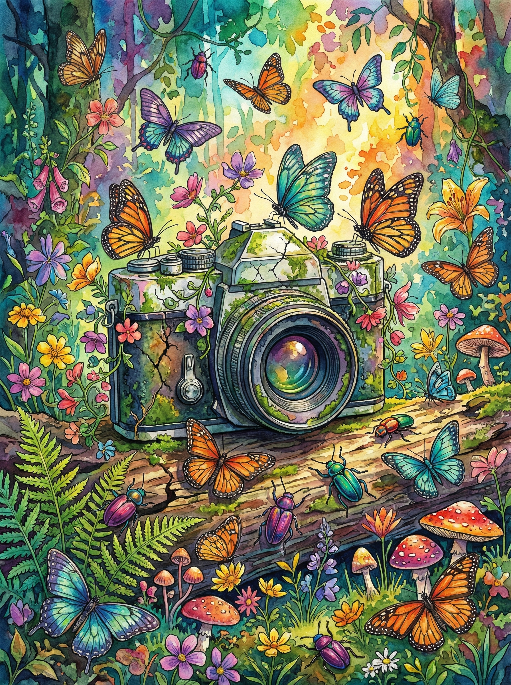 Enchanted Butterfly Camera (100 Color Diamond Painting)