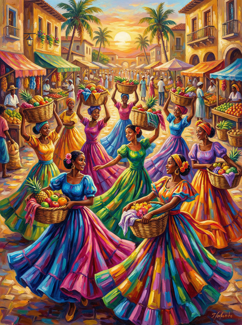 Sunset Market Dance (100 Color Diamond Painting) Diamond Painting kit