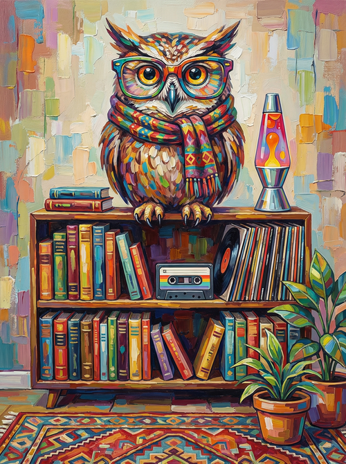 Cozy Library Owl (Diamond Painting) Diamond Painting kit