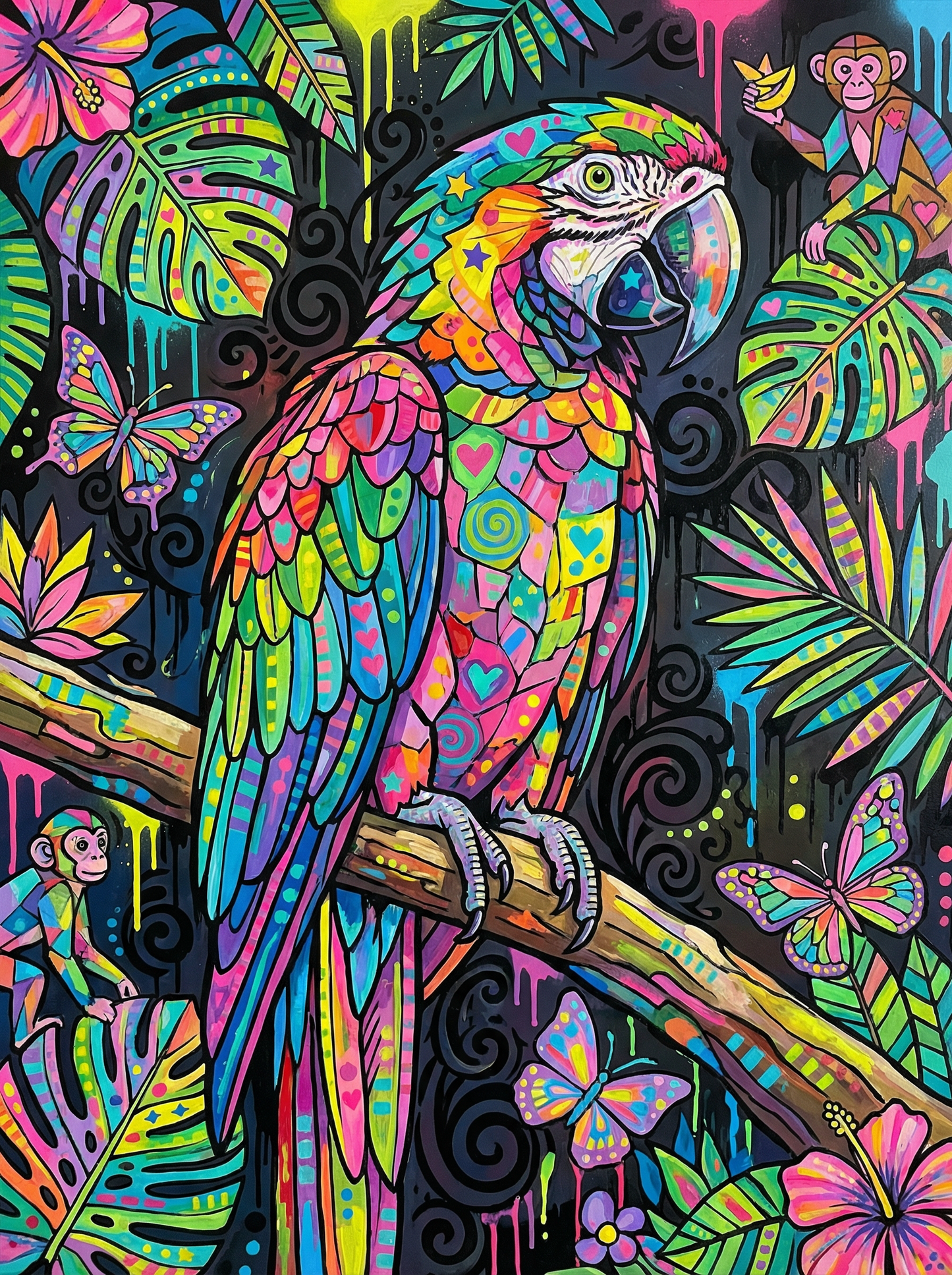 Neon Jungle Parrot (Diamond Painting) Diamond Painting kit