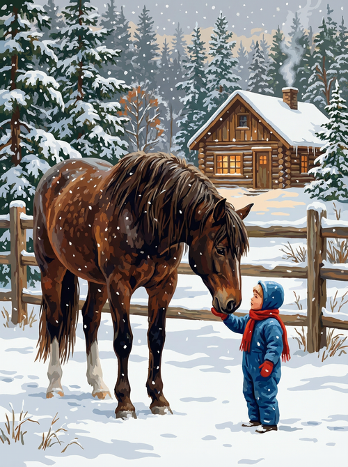 Winter Horse Friendship (Diamond Painting) Diamond Painting kit